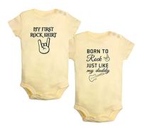 iDzn Pack of 2, My First Rock Shirt & Born to Rock just like my daddy Funny Romper Baby Bodysuit Infant Jumpsuit Kids Outfits
