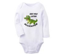 iDzn See You Later Alligator, In A While Crocodile Funny Romper Twins Babies Bodysuits Newborn Infant Jumpsuits Long Outfits