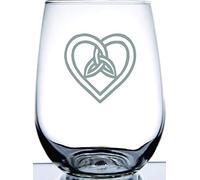 IE Laserware Irish Celtic Heart and Trinity Knot Laser Etched Engraved Stemless Wine Glass. Great Irish Gift