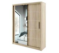 IE Lyon Sliding Door Bedroom Wardrobe with LED Light - Wardrobe for You - Wardrobes with LED Light ( Oak , 150 cm ) Interior Emporium Ltd Light Oak One Size