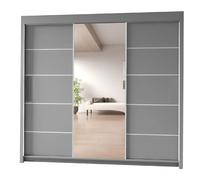 IE Oslo Wradrobe with Rails & Shelves without LED Light Sliding Door Wardrobe without LED Light ( Grey , 203 cm ) Interior Emporium Ltd Grey One Size