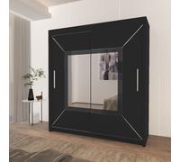 IE Stylish Venice Bedroom with Double Sliding Doors Sliding Door Wardrobe without LED Lighting ( Black , 150 cm ) Interior Emporium Ltd Black One Size