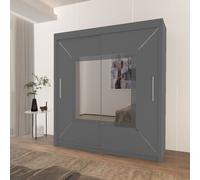 IE Stylish Venice Bedroom with Double Sliding Doors Sliding Door Wardrobe without LED Lighting ( Grey , 203 cm ) Interior Emporium Ltd Grey One Size