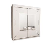 IE Stylish Venice Bedroom with Double Sliding Doors with LED Light Sliding Door Wardrobe with LED Lighting ( White , 180 cm ) Interior Emporium Ltd White One Size