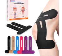 IEADEN Pre-Cut Kinesiology Tape for Knee, 10 Pcs - Waterproof & Elastic, Breathable Latex-Free Athletic Tape, Provide Support & Stability to Muscle - Ideal for Running, Hiking, Riding, etc.(Black)