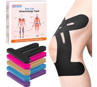 IEADEN Pre-Cut Kinesiology Tape for Knee, 10 Pcs - Waterproof & Elastic, Breathable Latex-Free Athletic Tape, Provide Support & Stability to Muscle - Ideal for Running, Hiking, Riding, etc.(Black)