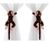 iEasey 1 Pair Cutest Monkey Curtain Tiebacks Set Soft Plush Animal Curtain Holdback Clips Hooks Children Nursery Bedroom Decorative Window Curtain Tie Backs Baby Jungle Bedroom Accessories Home Decor