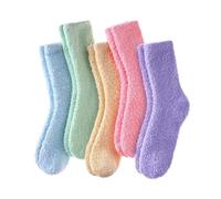 iEasey 5 Pairs Men Women Super Soft Fuzzy Fleece Socks Plush Warm Winter Home Sleeping Slipper Socks Cold Weather Thermal Fluffy Cozy Mid-Calf Socks, Assorted Colors