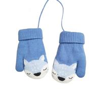 iEasey Cute Baby Winter Knitted Warm Mittens On String 0-3 Years Infant Toddler Fox Thick Fleece Gloves Kids Insulated Ski Snow Gloves Cold Weather Hand Warmer for Baby Girls Boys Xmas Gift,Blue