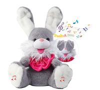iEasey Kids Cute Peek A-Boo Singing Talking Bunny Toy with Flaping Ears, Baby Interactive Cuddly Soft Toy Repeating What You Say Plush Rabbit Stuffed Animal Toy Easter Bunny Gift Baby Showers