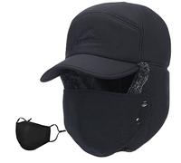 iEasey Ultimate Men's Winter Trapper Hats with Face Masks Warm Thermal Fur Hats Insulated Baseball Cap with Ear Flap Face Cover Windproof Ushanka Hats Trooper Hat for Ski, Hunting Winter Sports