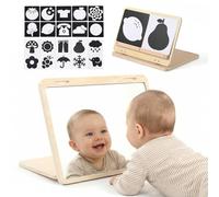 IEATFO Tummy Play Set, Adjustable Angle, Double-Sided Design, Montessori Toys for Tummy Time, Large Secure Baby Mirror and Card Holder with