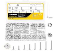 IEAWISL 646PCS M3 Bolts and Nuts Set, Hex Socket Flat Head, 304 SS, 6-30mm | M3*6/8/10/12/16/20/25/30mm, With nuts & washers, wrench, For drones, laptops, and mechanical, Rust resistant, Labeled case