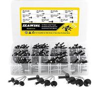 IEAWISL Pop Rivets, 250 PCS Aluminum Large Flange Rivets Set, 11 Sizes Rivets for Metal, DIY, Sheet Mounting, Plastic, 1/8" 5/32" 3/16"（Black）