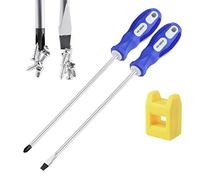 IEBUOBO Slotted and Phillips Screwdriver PH2 8 Inch Long Cross-Head Screwdriver & Flat Blade Screwdriver, 2 Packs Magnetic Screwdriver with Rubber Handle, with Magnetizer/Demagnetizer Tool