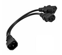 IEC 320 C14 to 2 x C13 Power Cable, C14 to C13 Splitter Power Cable, Y-Splitter 30 cm 10 A 250 V, IEC Plug Adapter for Computer Monitor Printer PVC Black