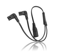 IEC 320 C8 to Dual C7 Y Splitter Power Cable, Figure 8 30Cm 1 in 2 Out 2.5A Rated 1500W Double Right Angle PVC Cover for LCD Monitor Desk Lamp LED TV Cameras Monitors Lamps Speaker