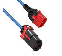 IEC 320 Dual Locking Power Cable C13 to C14 17AWG 1mm BLUE