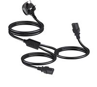 IEC C13 Extension Cord Power Cable Lead, 1M UK Plug to 2 x C13 IEC Dual Kettle Lead Splitter Cable, Double Mains Socket charge for Monitor, Kettle, PC, Computer Mains Power Supply, 1M Black