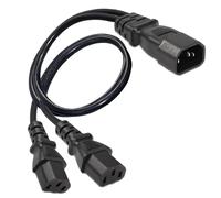 IEC C13 Power Cable Splitter, IEC320 2 Way C14 Male to C13 x2 Female Socket Extension Lead Replacement, UPS Server Computer TV PC Monitor Adapter Power Cord, Mains Y-splitter Cable 0.6 Metre Black