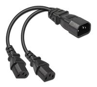 IEC C13 Power Cable Splitter, IEC320 2 Way C14 Male to C13 x2 Female Socket Extension Lead Replacement, UPS Server Computer TV PC Monitor Adapter Power Cord, Mains Y-splitter Cable 0.3 Metre Black