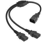 IEC C13 Power Cable Splitter, IEC320 2 Way C14 Male to Double C13 Female Socket Extension Lead Replacement, UPS Server Computer TV PC Monitor Adapter Power Cord, Mains Y-splitter Cable 0.3 Metre Black