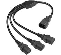 IEC C13 Power Cable Splitter, IEC320 3 Way C14 Male to C13 x3 Female Socket Extension Lead Replacement, UPS Server Computer TV PC Monitor Adapter Power Cord, Mains Y-splitter Cable 0.3 Metre Black