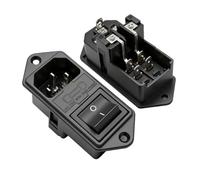 IEC C14 AC Inlet Socket 10A 250V with LED Switch & Fuse | Panel mount 3-pin AC inlet with LED rocker switch, built-in fuse and standard grounding
