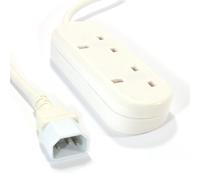 kenable IEC C14 to 2 Way UK Mains Sockets Power Splitter Lead | UPS Extension Cable | White 1m