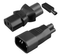 IEC C14 to C5 & C13 to C6 Cloverleaf Power Adapter Converter Set | 2 Pack 3-Pin Male to Female IEC 320 AC Plug Socket Connector for Laptop PC Monitor UPS Kettle Lead