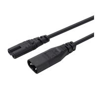 IEC C7 to C8 Extension Cable Power Extension Lead 0.5m, 2 Pin Figure 8 Extension Cable, Mains Cord for TV, Monitor, Printer, Speaker and Laptop Power Brick, 0.75mm² Black