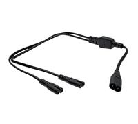 IEC C8 to C7 Y Splitter Cable with Molded, 1m | C8 Male Input and Two C7 Female Outputs, Compact Y-Shaped Junction, for Low-Power Electronics