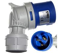 IEC/CEE 16A Angle Plug - 3 Poles 2P + E - 230V Blue - Garo PA216-6S