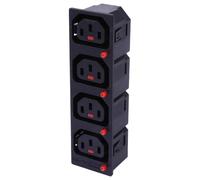IEC LOCK+ C13 SOCKET, 4 WAY STRIP; PA135015BK4; Qty X 1