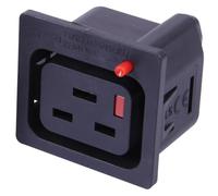 IEC LOCK+ C19 SOCKET, 6.3MM TERMINALS; PA195015BK; Qty X 1