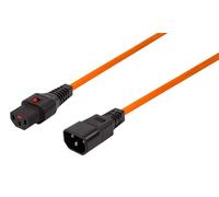 IEC LOCK IEC C14 to IEC C13 Locking Power Extension Lead Orange 3 Metres
