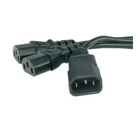 IEC Mains Splitter Cable C14 Plug to 2 x C13 Socket Y Lead 2.5m (1.5m+1m)
