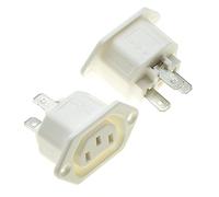 IEC Panel Socket Flange Fix - White, Pack of 2 - AC 250V 10A 320 C13 Mount Female Connector 3 Pins Inlet Module Plug Power Straight