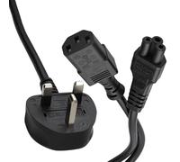 IEC Split Power Cable UK Mains Plug to C13 IEC and C5 Clover Leaf 2.5m Black