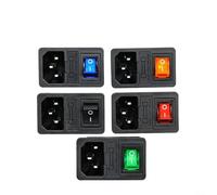 Iec320 C14 Power Inlet Socket With Illuminated Rocker Switch And 10a Fuse, Pre-wired 3-pin Terminal Block For Computer And Appliance Control, Black(Black)
