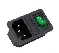 Iec320 C14 Power Inlet Socket With Illuminated Rocker Switch And 10a Fuse, Pre-wired 3-pin Terminal Block For Computer And Appliance Control, Black(Green)