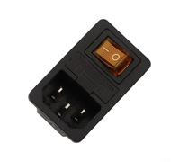 Iec320 C14 Power Inlet Socket With Illuminated Rocker Switch And 10a Fuse, Pre-wired 3-pin Terminal Block For Computer And Appliance Control, Black(Yellow)