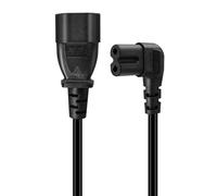 IEC320 C14 to 7 Angled Power Cord for Tight Space, 10A, 1m | 10A Current Rating with Flexible Side Bend Design, Ideal for Home and Offices Use, Efficient Power Transfer