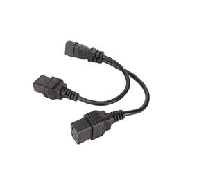 IEC320 C14 to Dual IEC320 C19 Power Cord, 10A Y Splitter Cable, Flame Retardant PVC with Oxygen Free Copper, for Monitors Printers Projectors and Office Electronics