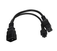 IEC320 Y Splitter Cable C20 to C19 Power Cord 1.05ft | 2-in-1 Power Splitter, PVC Molded Housing, Heavy Duty 20A 125V 16A , Server Rack Extension