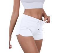 IECCP Running Shorts for Women Soft Jersey Gym Walking Yoga Sweat Lounge Shorts with Pockets Summer 2025 White