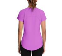 IECCP Women's Running Tops Back Mesh Breathable Quick Drying Sports T-Shirt Gym Tops Loose Summer Short Sleeve UV Protection Tops for Golf Tennis Riding Daily Wear Rosa Red M