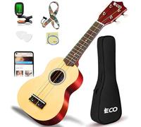 iECO Soprano Ukulele Beginner Kit-21In w/How to play Songbook Carrying bag Digital Tuner All in One Set