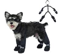IECOii Dog Boots with Suspenders for Rainy & Snowy Reflective Outdoor Paw Protectors Waterproof & Adjustable Dogs Snow Booties, Dirt-Proof & Anti-Slip Shoes for Small Dogs, Black, Size S