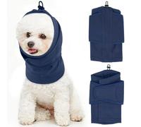 IECOii Dog Calming Hoodie with Adjustable Hook & Loop,Quiet Head Covers for Noise Reduction & Anxiety Relief,Soft Dog No Shake Ear Wraps for Firework, Grooming, Thunderstorms, Separation,Blue,M